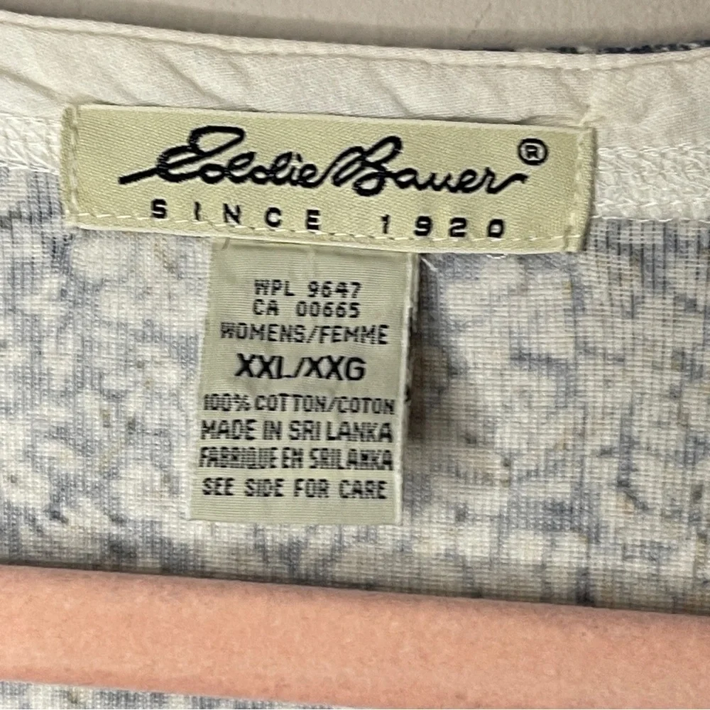 EDDIE BAUER Floral V-Neck Button Front Tee, XXL
